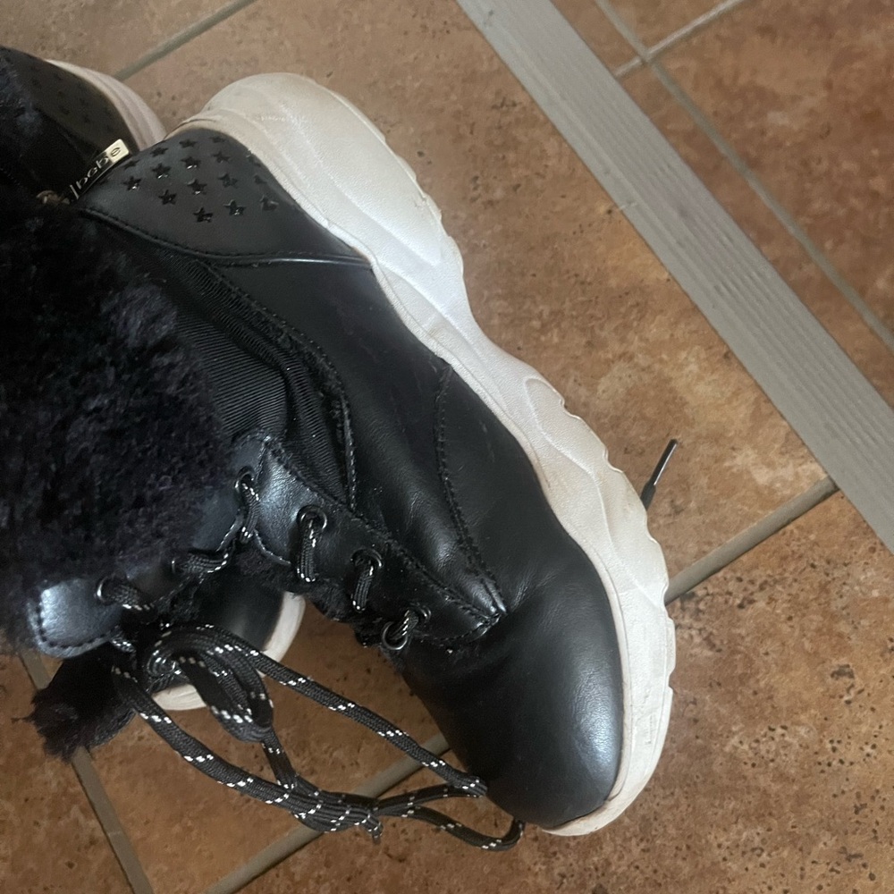 BEBE Kids Black Faux-Fur Lace-Up Winter Boots - Picture 5 of 8